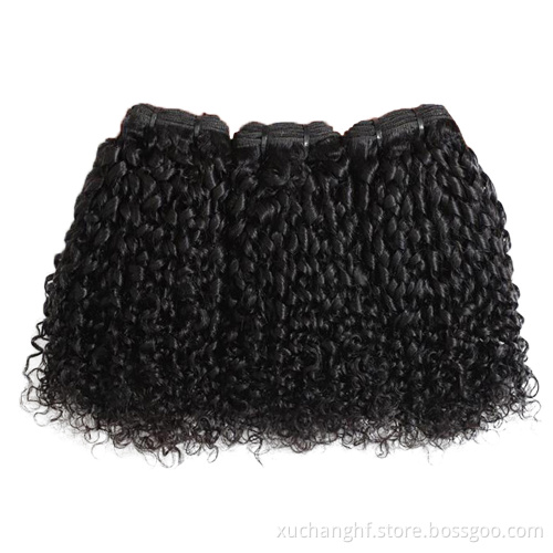 Hanfan 10a 11a Fumi Super Double Drawn Virgin Indian Human Hair Pixie Curls 3 Bundles with Lace Frontal Closure